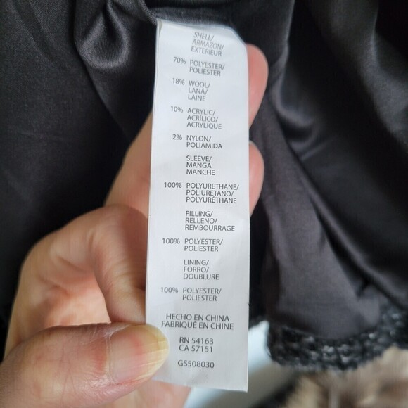 G.H. Bass & Co. Wool Knit Faux Vegan Leather Long Sleeve Tweed Knit Jacket Coat - Picture 12 of 14